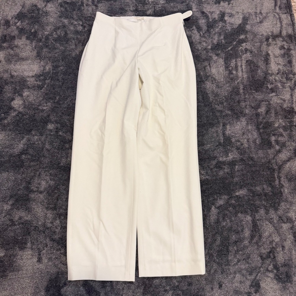 Coldwater Creek Womens Ivory Wide Leg Dress Pants Side Zip Size 8 H27720